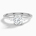 Round Muse Three Stone Lab Grown Diamond Engagement Ring In Platinum - Lucenjuri