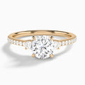 Round Muse Three Stone Lab Diamond Engagement Ring In 14K Rose Gold - Lucenjuri