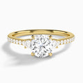 Round Muse Three Stone Lab Diamond Engagement Ring In 14K Yellow Gold - Lucenjuri