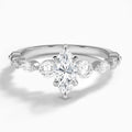 Marquise Chateau Three Stone Lab Grown Diamond Engagement Ring In Platinum - Lucenjuri