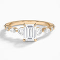 Emerald Chateau Three Stone Lab Diamond Engagement Ring In 14K Rose Gold - Lucenjuri