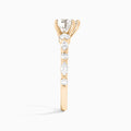 Heart Chateau Three Stone Lab Diamond Engagement Ring In 14K Rose Gold, Side View