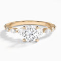Round Chateau Three Stone Lab Diamond Engagement Ring In 14K Rose Gold - Lucenjuri
