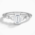 Emerald Chateau Three Stone Lab Diamond Engagement Ring In 14K White Gold - Lucenjuri