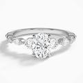 Oval Chateau Three Stone Lab Diamond Engagement Ring In 18K White Gold - Lucenjuri