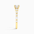Cushion Chateau Three Stone Lab Diamond Engagement Ring In 14K Yellow Gold, Side View