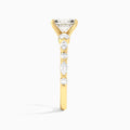 Radiant Chateau Three Stone Lab Diamond Engagement Ring In 18K Yellow Gold, Side View