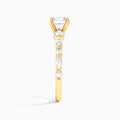 Round Chateau Three Stone Lab Diamond Engagement Ring In 14K Yellow Gold, Side View