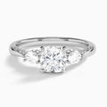 Cushion Three Stone Marquise Lab Diamond Engagement Ring In 14K White Gold - Lucenjuri