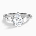Pear Three Stone Marquise Lab Diamond Engagement Ring In 14K White Gold - Lucenjuri