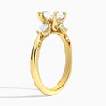 Pear Three Stone Marquise Lab Diamond Engagement Ring In 14K Yellow Gold, Angle View