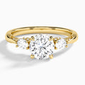 Round Three Stone Marquise Lab Diamond Engagement Ring In 18K Yellow Gold - Lucenjuri