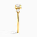 Round Three Stone Marquise Lab Diamond Engagement Ring In 18K Yellow Gold, Side View