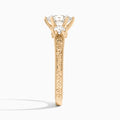 Oval Three Stone Engraved Lab Diamond Engagement Ring In 14K Rose Gold, Side View