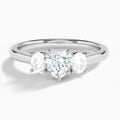 Heart Sonata Three Stone Lab Grown Diamond Engagement Ring In Platinum - Lucenjuri