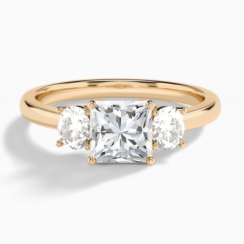 Princess Sonata Three Stone Lab Diamond Engagement Ring In 14K Rose Gold - Lucenjuri