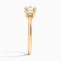 Round Sonata Three Stone Lab Diamond Engagement Ring In 14K Rose Gold, Side View