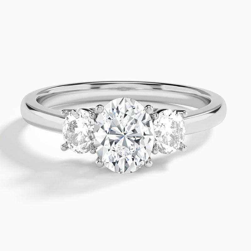 Oval Sonata Three Stone Lab Diamond Engagement Ring In 14K White Gold - Lucenjuri