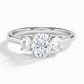 Oval Sonata Three Stone Lab Diamond Engagement Ring In 14K White Gold - Lucenjuri