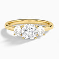 Cushion Sonata Three Stone Lab Diamond Engagement Ring In 14K Yellow Gold - Lucenjuri