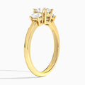 Cushion Sonata Three Stone Lab Diamond Engagement Ring In 14K Yellow Gold, Angle View