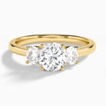 Round Sonata Three Stone Lab Diamond Engagement Ring In 14K Yellow Gold - Lucenjuri
