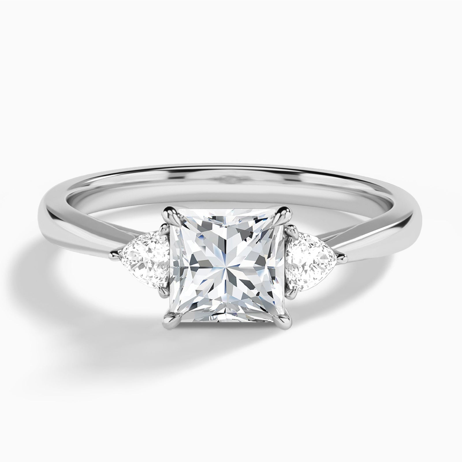 Princess Trillion Cut Three Stone Lab Diamond Engagement Ring In Platinum - Lucenjuri