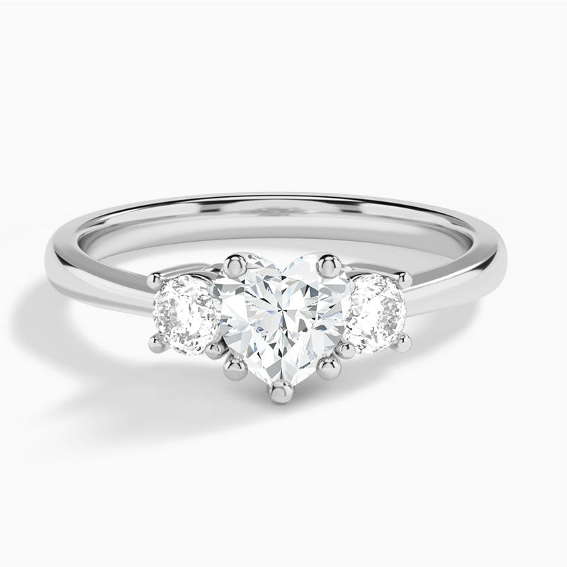 Heart Concerto Three Stone Lab Diamond Engagement Ring In Platinum - Lucenjuri