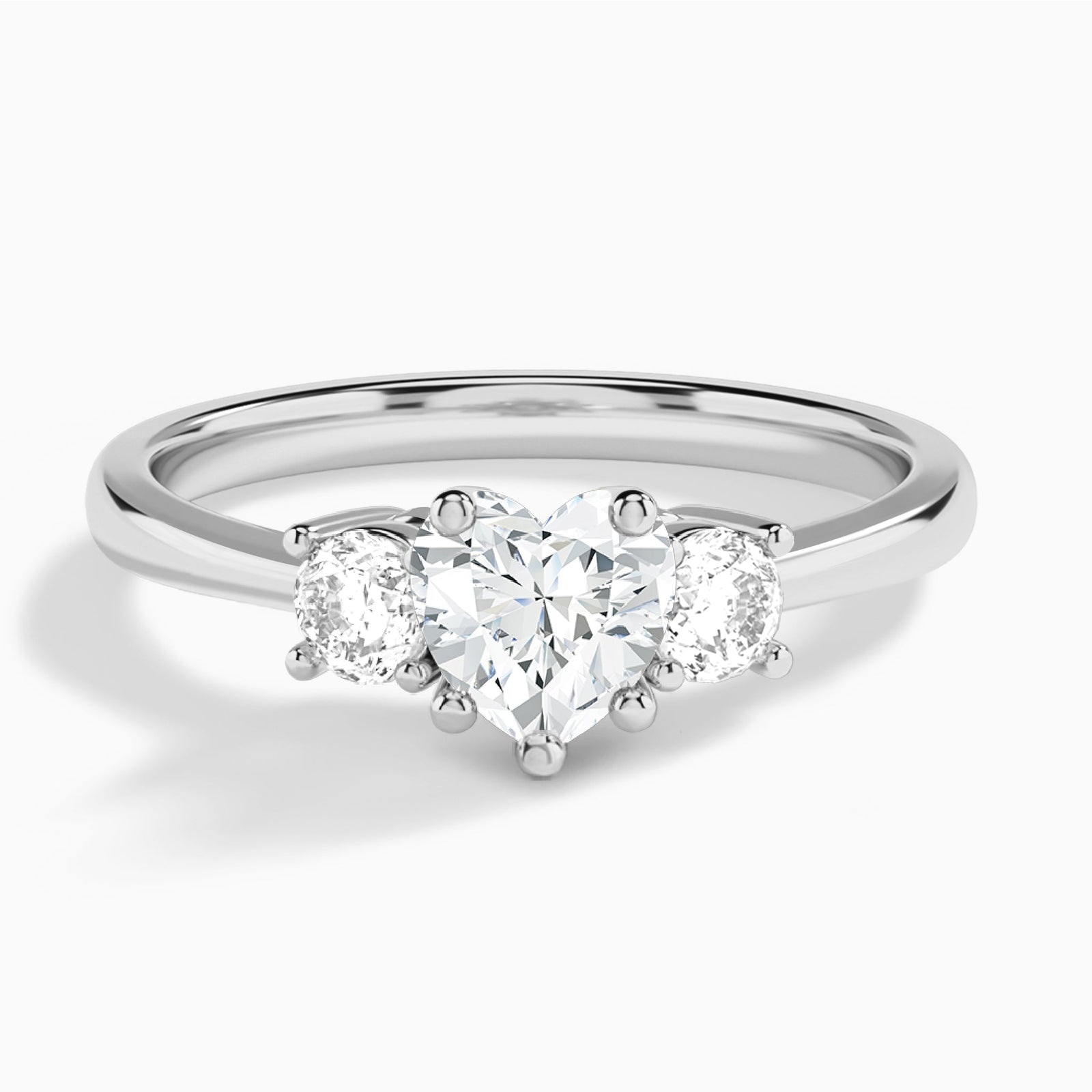 Heart Concerto Three Stone Lab Diamond Engagement Ring In Platinum - Lucenjuri