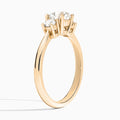 Cushion Concerto Three Stone Lab Diamond Engagement Ring In 14K Rose Gold, Angle View