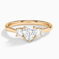 Heart Concerto Three Stone Lab Diamond Engagement Ring In 14K Rose Gold - Lucenjuri