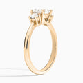 Heart Concerto Three Stone Lab Diamond Engagement Ring In 14K Rose Gold, Angle View