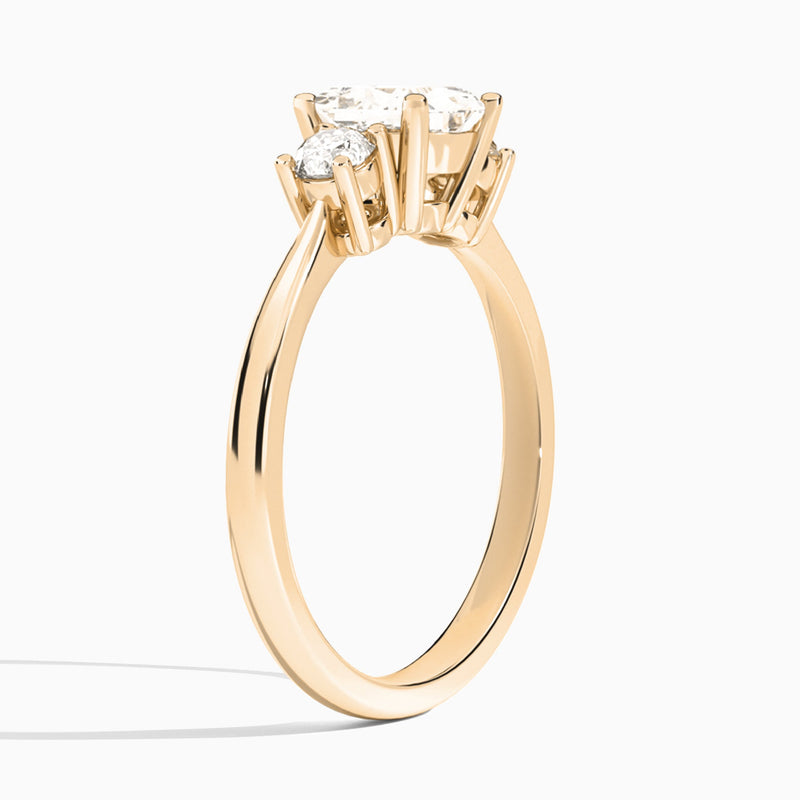 Princess Concerto Three Stone Lab Diamond Engagement Ring In 14K Rose Gold, Angle View