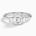 Asscher Concerto Three Stone Lab Diamond Engagement Ring In 18K White Gold - Lucenjuri