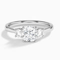 Cushion Concerto Three Stone Lab Diamond Engagement Ring In 14K White Gold - Lucenjuri
