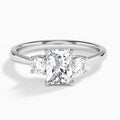 Radiant Concerto Three Stone Lab Diamond Engagement Ring In 14K White Gold - Lucenjuri