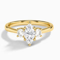 Marquise Concerto Three Stone Lab Diamond Engagement Ring In 14K Yellow Gold - Lucenjuri