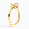 Oval Concerto Three Stone Lab Diamond Engagement Ring In 18K Yellow Gold, Angle View