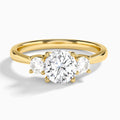 Round Concerto Three Stone Lab Diamond Engagement Ring In 14K Yellow Gold - Lucenjuri