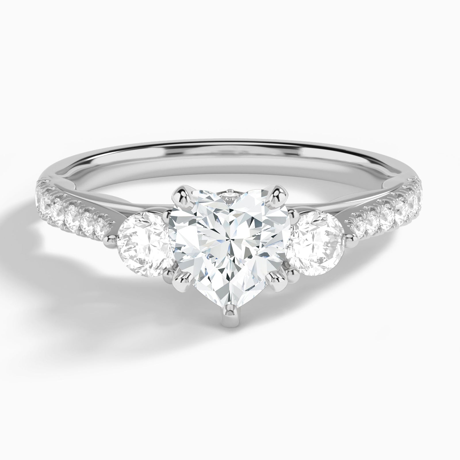 Heart Tressa Three Stone Lab Grown Diamond Engagement Ring In Platinum - Lucenjuri