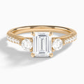 Emerald Tressa Three Stone Lab Diamond Engagement Ring In 14K Rose Gold - Lucenjuri