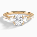 Oval Tressa Three Stone Lab Diamond Engagement Ring In 14K Rose Gold - Lucenjuri