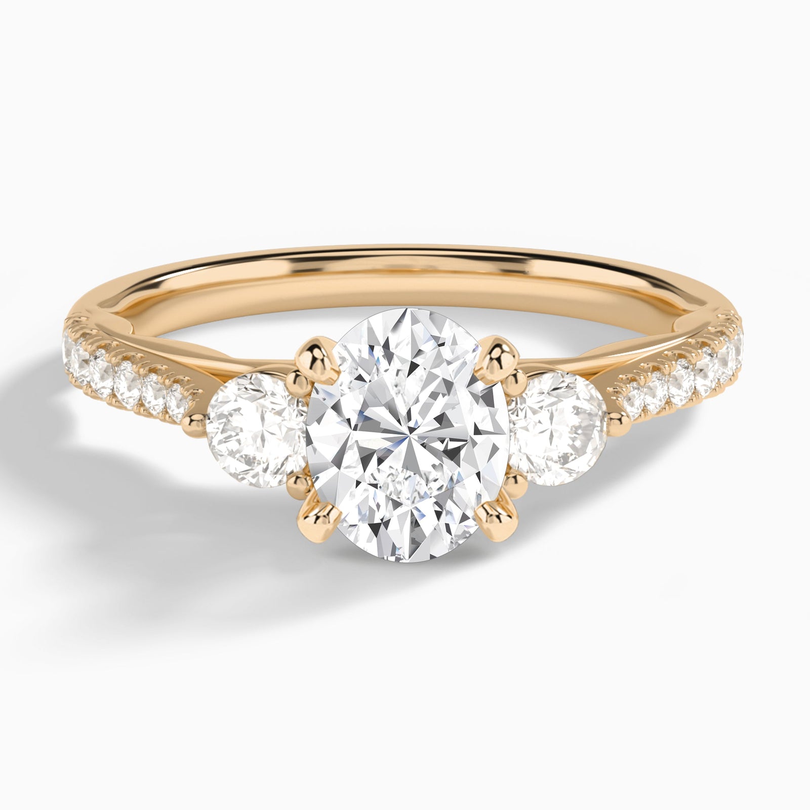Oval Tressa Three Stone Lab Diamond Engagement Ring In 14K Rose Gold - Lucenjuri