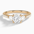 Round Tressa Three Stone Lab Diamond Engagement Ring In 14K Rose Gold - Lucenjuri
