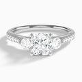 Cushion Tressa Three Stone Lab Diamond Engagement Ring In 14K White Gold - Lucenjuri