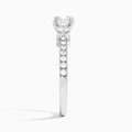 Cushion Tressa Three Stone Lab Diamond Engagement Ring In 14K White Gold, Side View