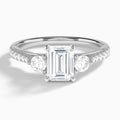 Emerald Tressa Three Stone Lab Diamond Engagement Ring In 14K White Gold - Lucenjuri