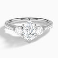 Pear Tressa Three Stone Lab Diamond Engagement Ring In 14K White Gold - Lucenjuri