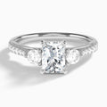Radiant Tressa Three Stone Lab Diamond Engagement Ring In 14K White Gold - Lucenjuri