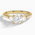 Round Tressa Three Stone Lab Diamond Engagement Ring In 18K Yellow Gold - Lucenjuri